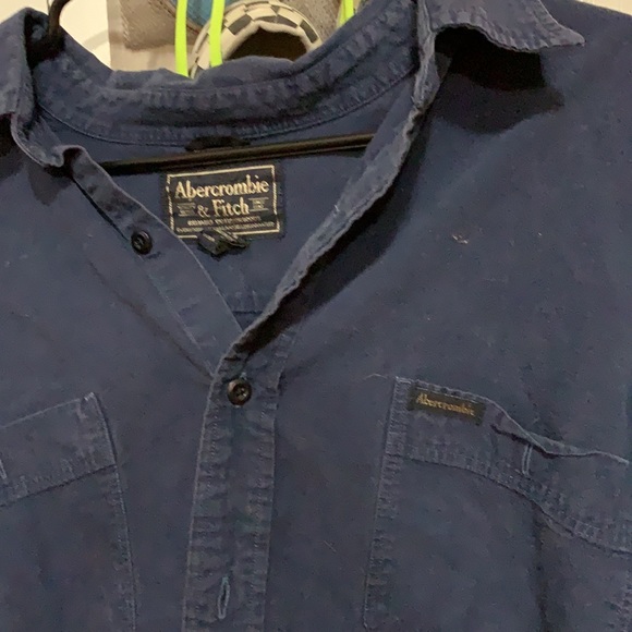 Abercrombie flannel navy blue button down - Picture 2 of 2